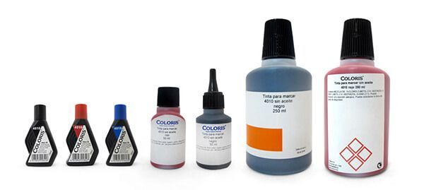 Tipos de tintas Coloris para marcar con sellos de caucho